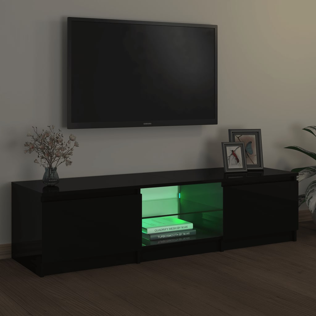 vidaXL TV-benk med LED-lys svart 140x40x35,5 cm