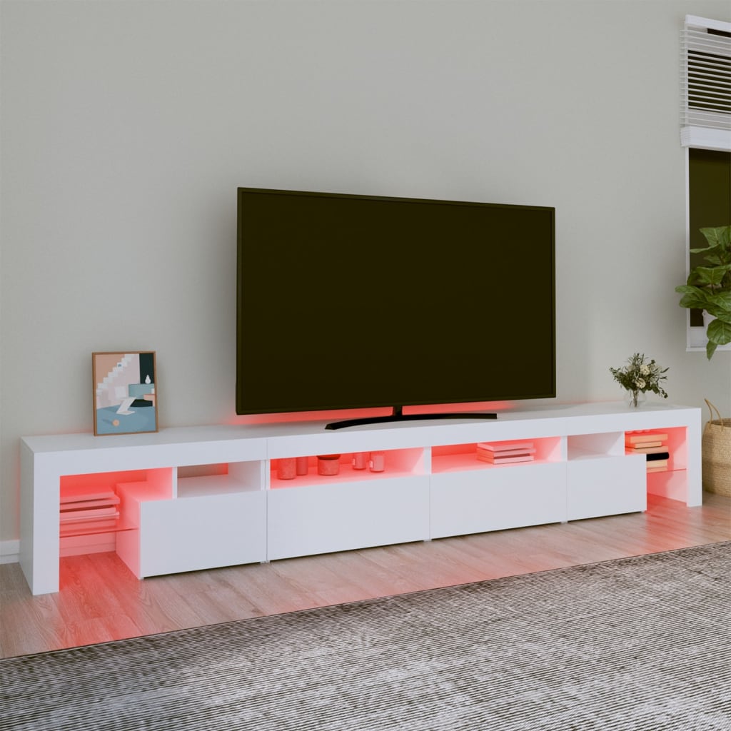 vidaXL TV-benk med LED-lys hvit 260x36,5x40 cm