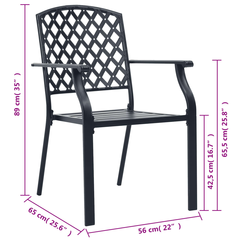 vidaXL Stablestoler 2 stk stål svart