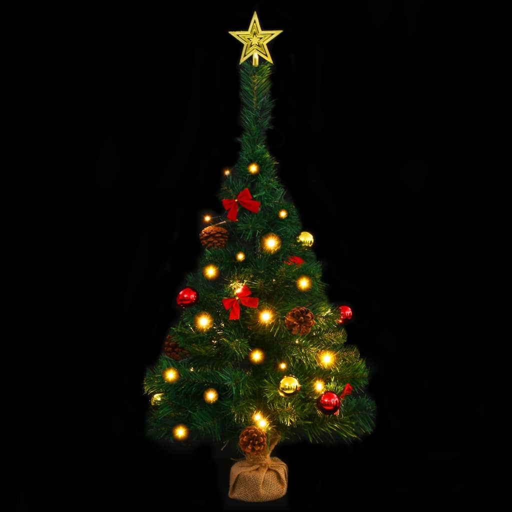 vidaXL Kunstig juletre dekorert med julekuler og LED 64 cm grønn