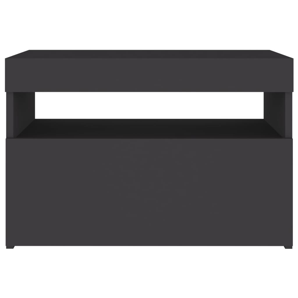 vidaXL Nattbord med LED-lys 2 stk grå 60x35x40 cm konstruert tre