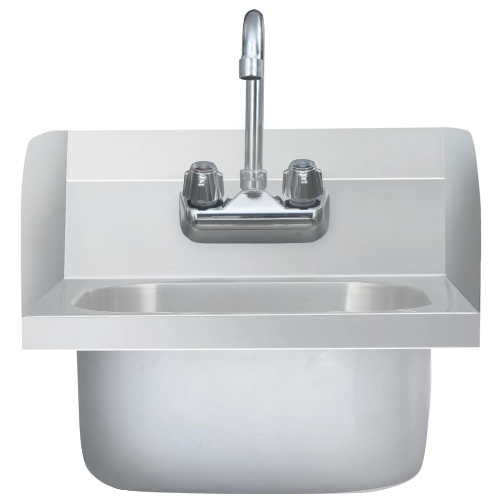 vidaXL Kommersiell håndvask med kran rustfritt stål