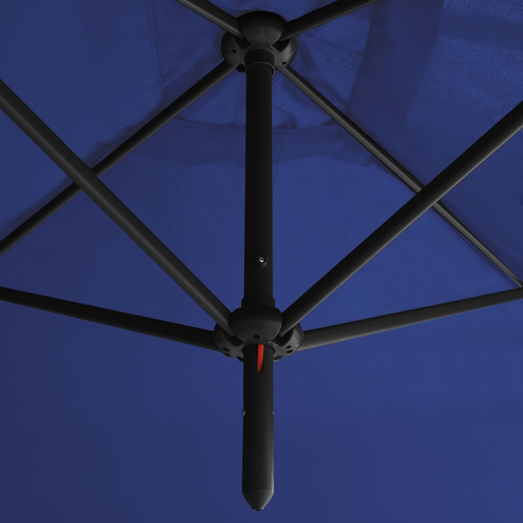 vidaXL Dobbel parasoll med stålstolpe asurblå 600x300 cm