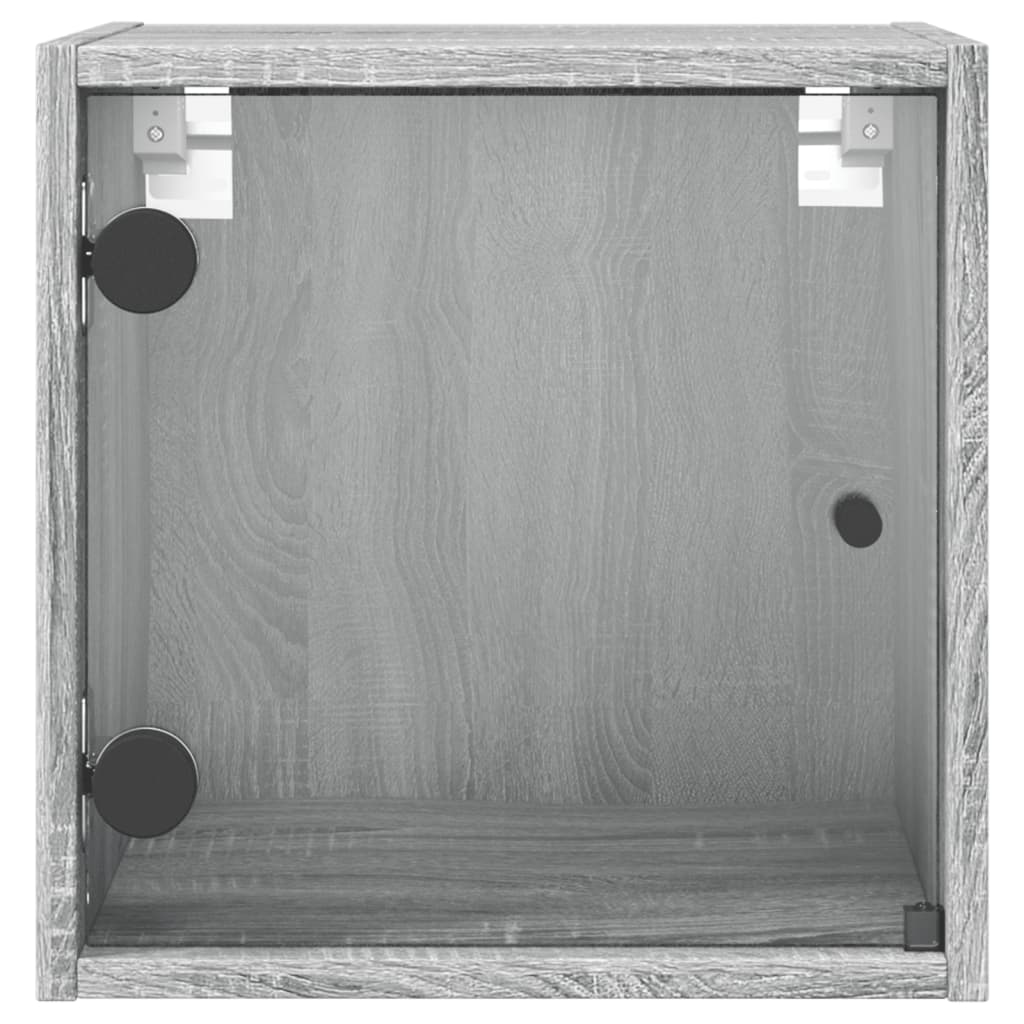 vidaXL Nattbord med glassdører 2 stk grå sonoma 35x37x35 cm