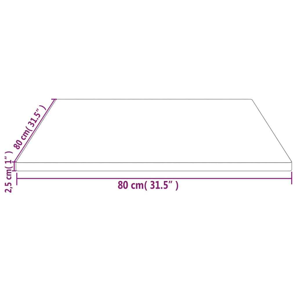 vidaXL Bordplate 80x80x2,5 cm heltre furu rektangulær