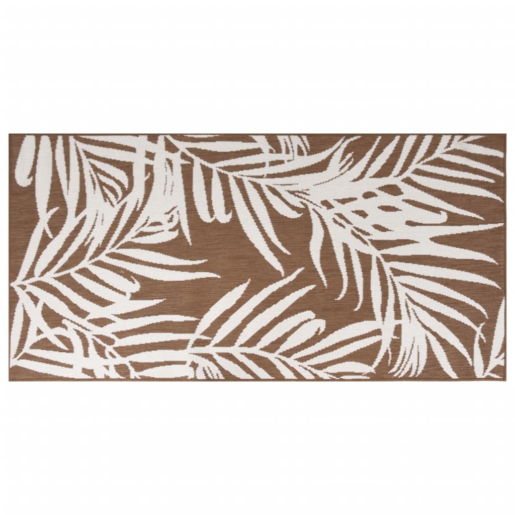 vidaXL Uteteppe brun og hvit 80x150 cm vendbart design