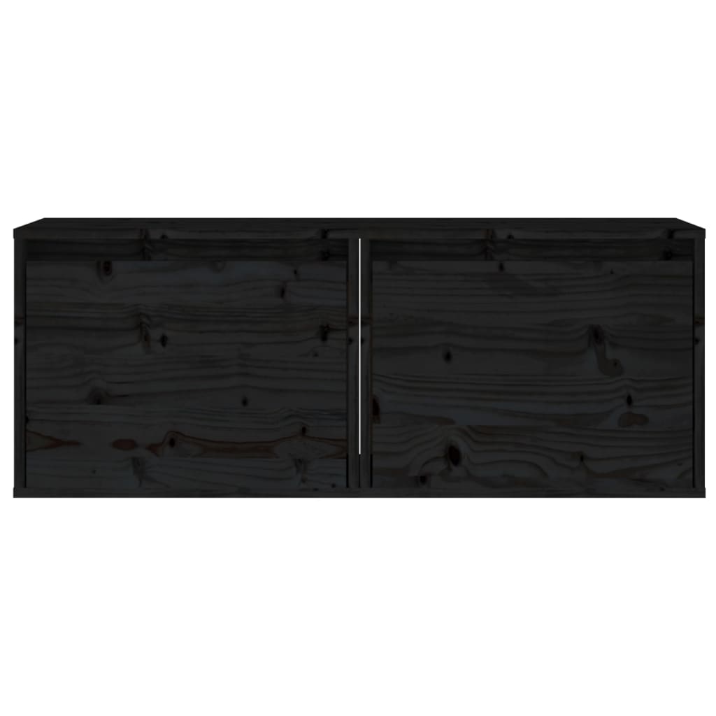 vidaXL Veggskap 2 stk svart 45x30x35 cm heltre furu