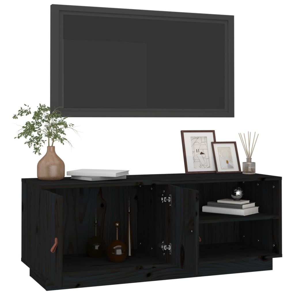 vidaXL TV-benk svart 105x34x40 cm heltre furu
