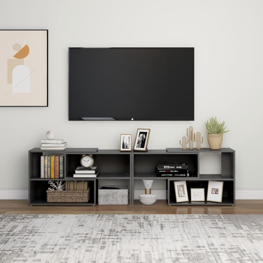 vidaXL TV-benk høyglans grå 149x30x52 cm sponplate
