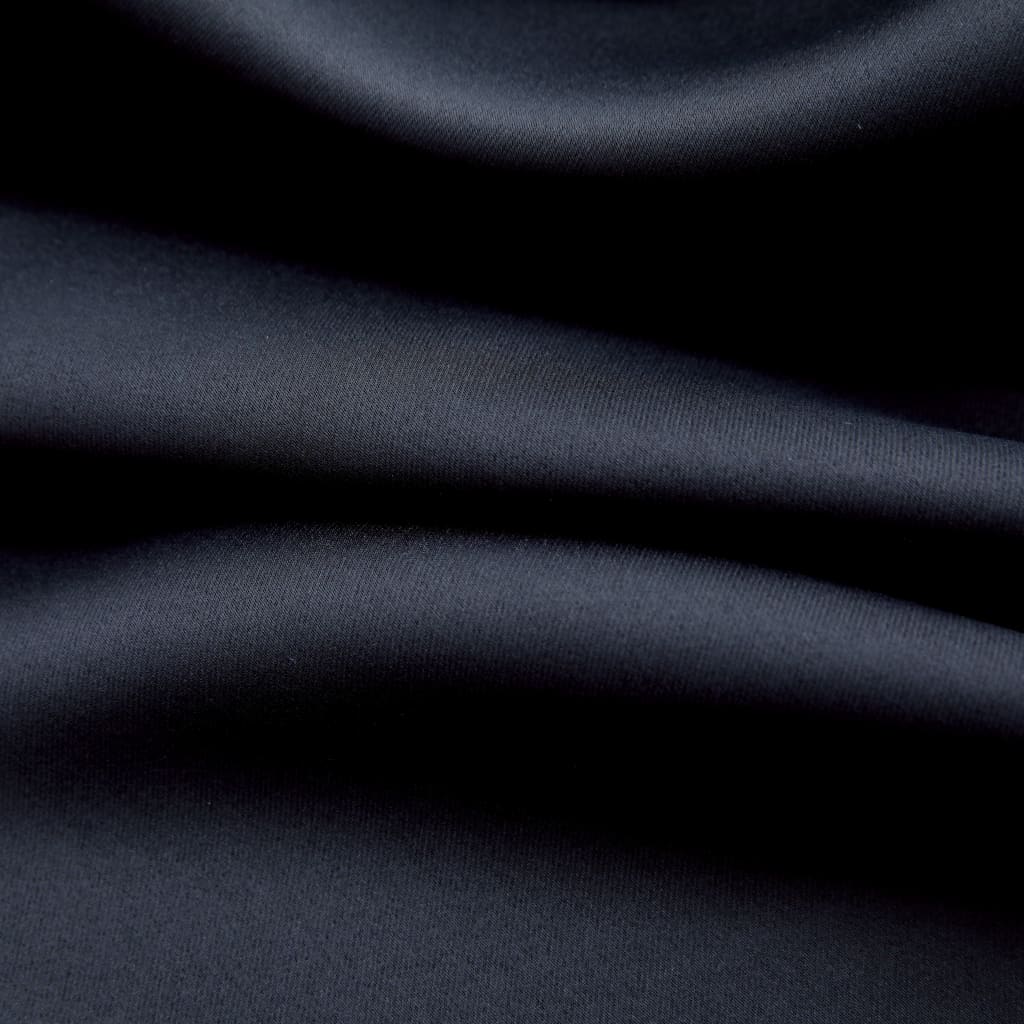 vidaXL Lystette gardiner med metallringer 2 stk svart 140x175 cm