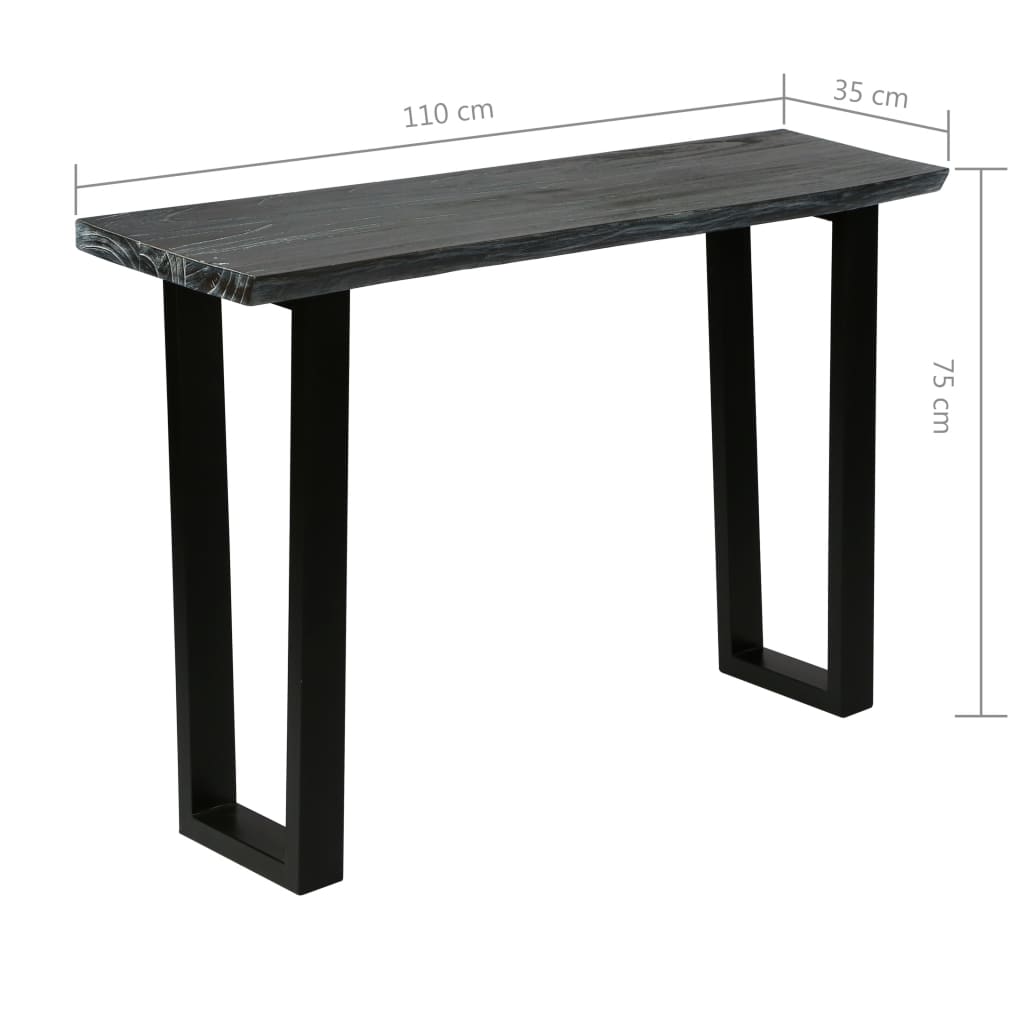 vidaXL Konsollbord heltre hvitt sedertre 110x35x75 cm grå