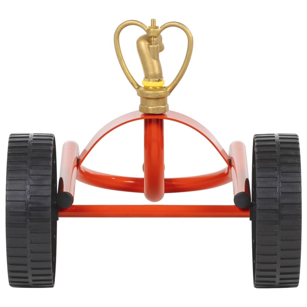 vidaXL Sprinkler med hjul med roterbart hode rødt stål