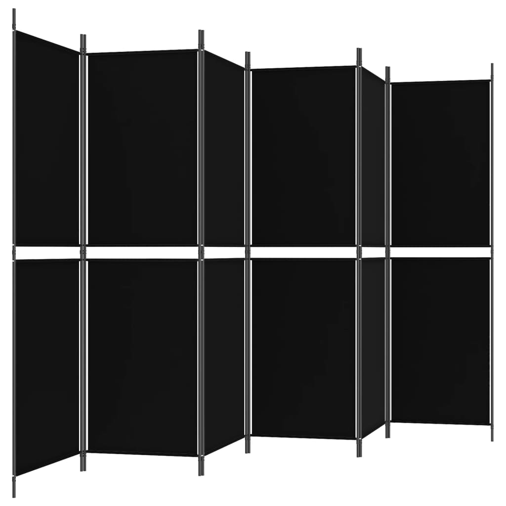vidaXL Romdeler med 6 paneler svart 300x180 cm stoff