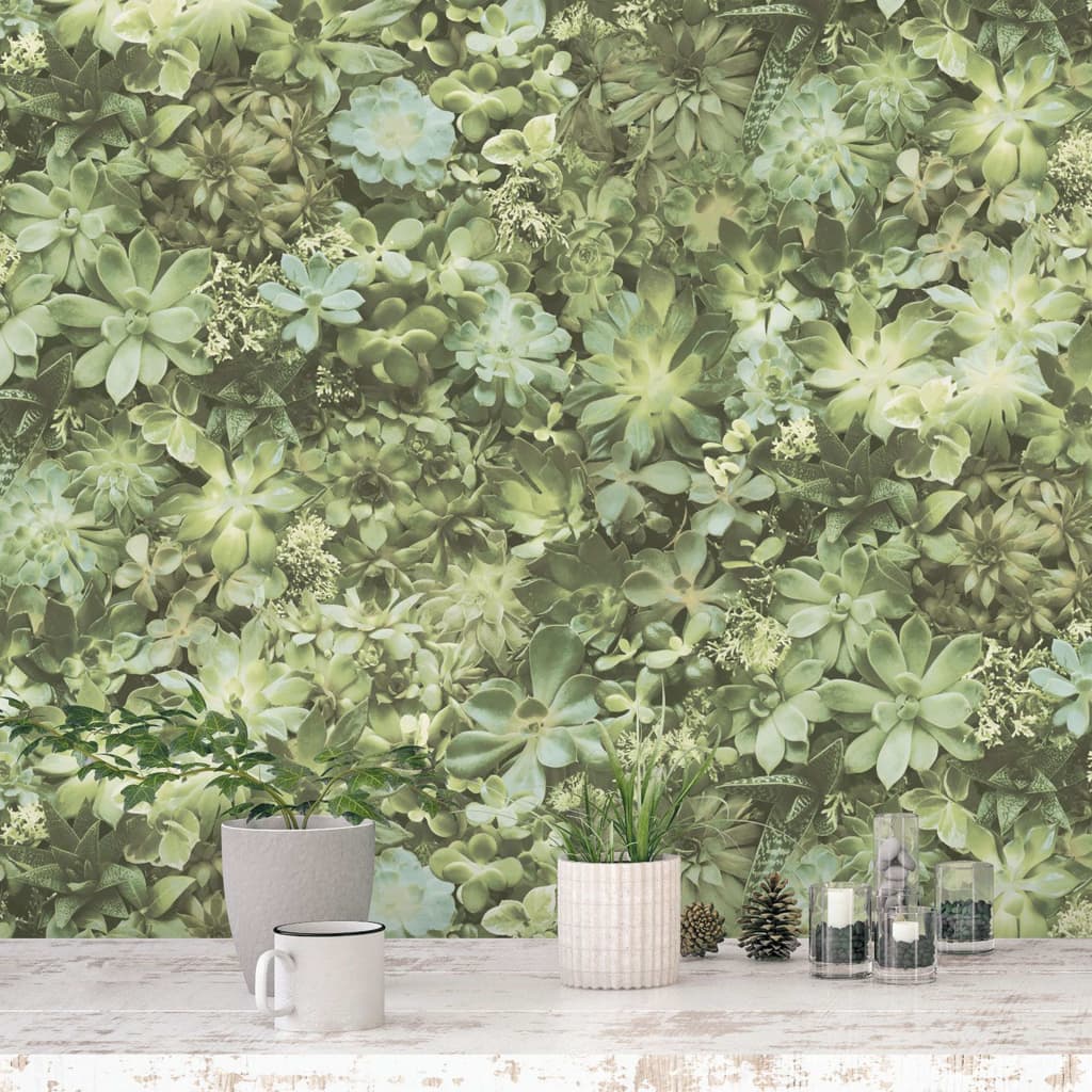 Noordwand Tapet Evergreen Succulent grønn og beige