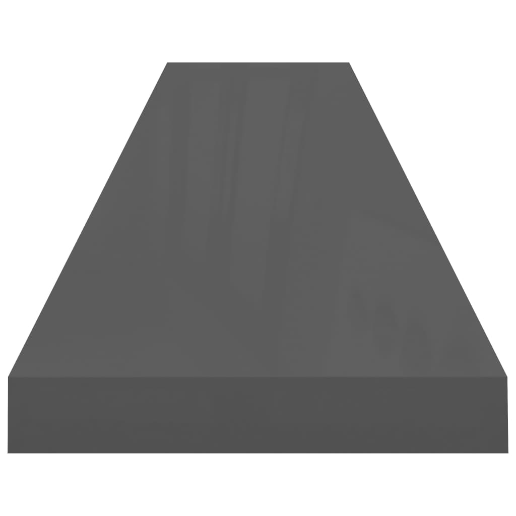 vidaXL Flytende vegghylle høyglans grå 120x23,5x3,8 cm MDF