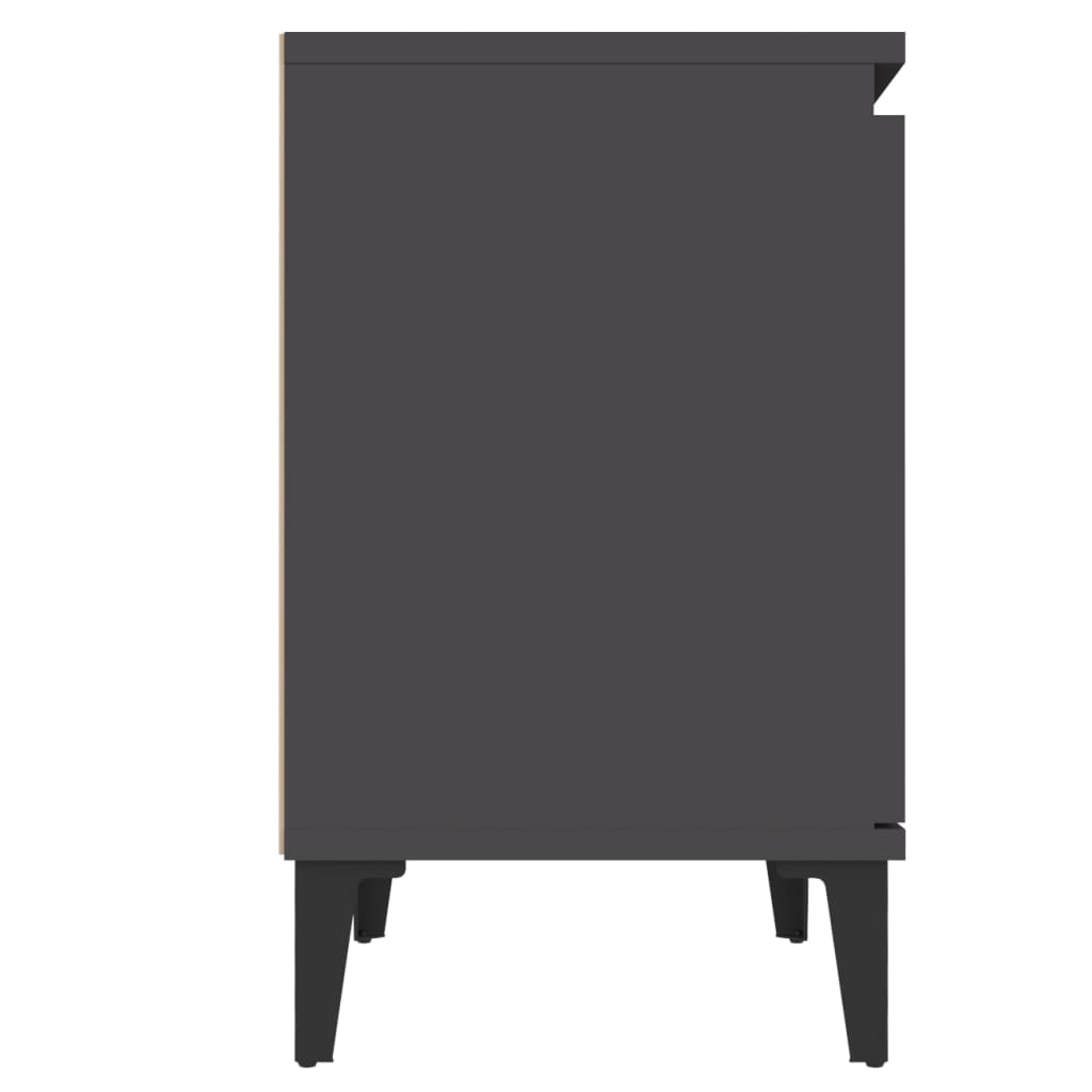 vidaXL Nattbord med metallben grå 40x30x50 cm