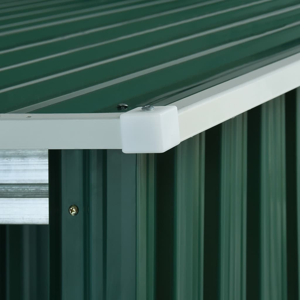 vidaXL Hageskur med utvidet tak grønn 336x270x181 cm stål