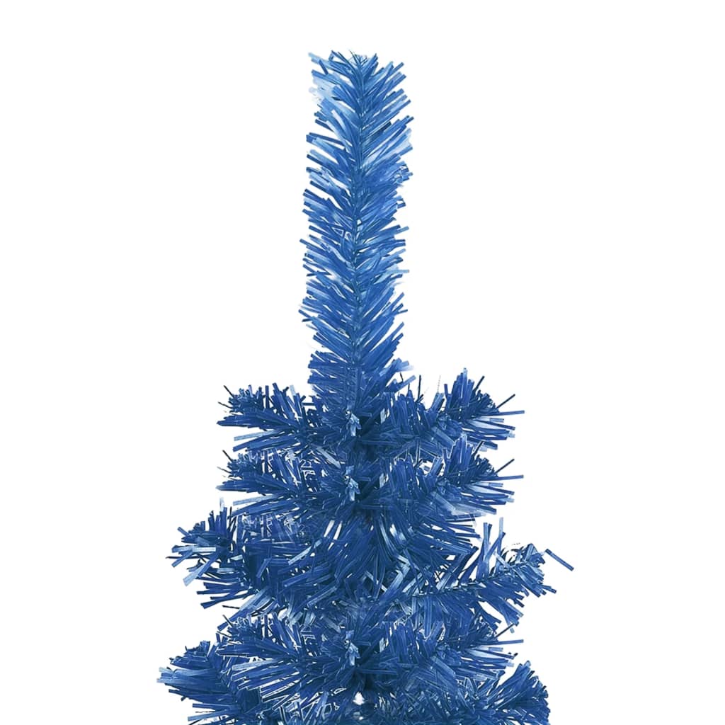 vidaXL Slankt juletre med LED og kulesett blå 240 cm