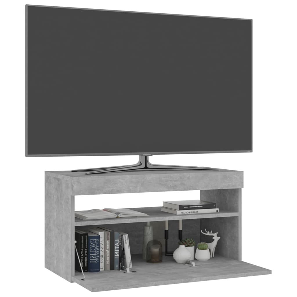 vidaXL TV-benk med LED-lys betonggrå 75x35x40 cm