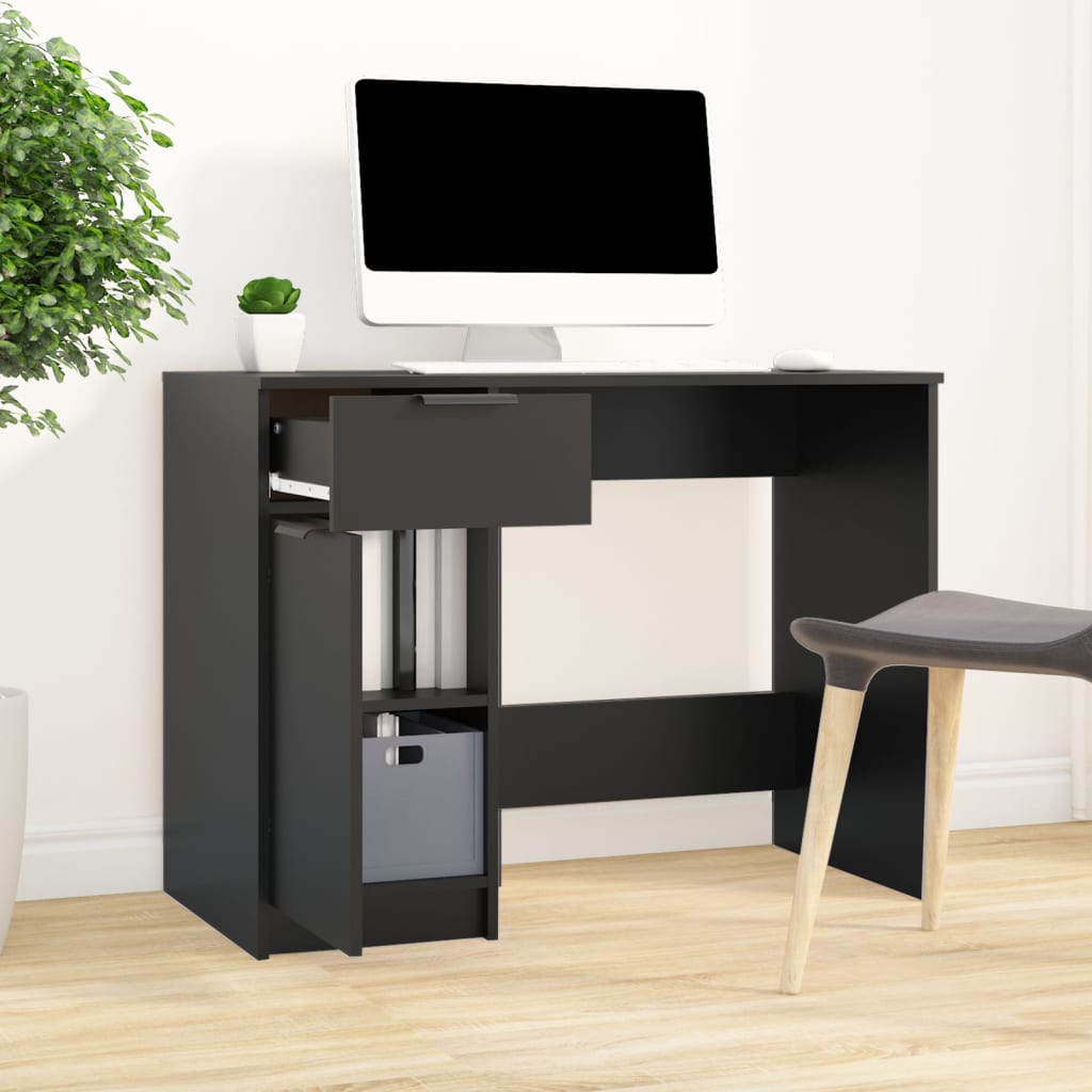 vidaXL Skrivebord svart 100x50x75 cm konstruert tre