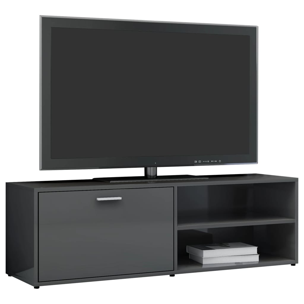 vidaXL TV-benk høyglans grå 120x34x37 cm sponplate