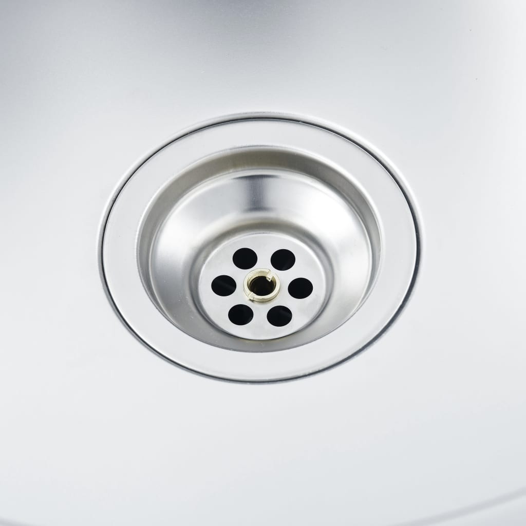 vidaXL Kjøkkenvask med avrenning sølv 800x600x155 mm rustfritt stål