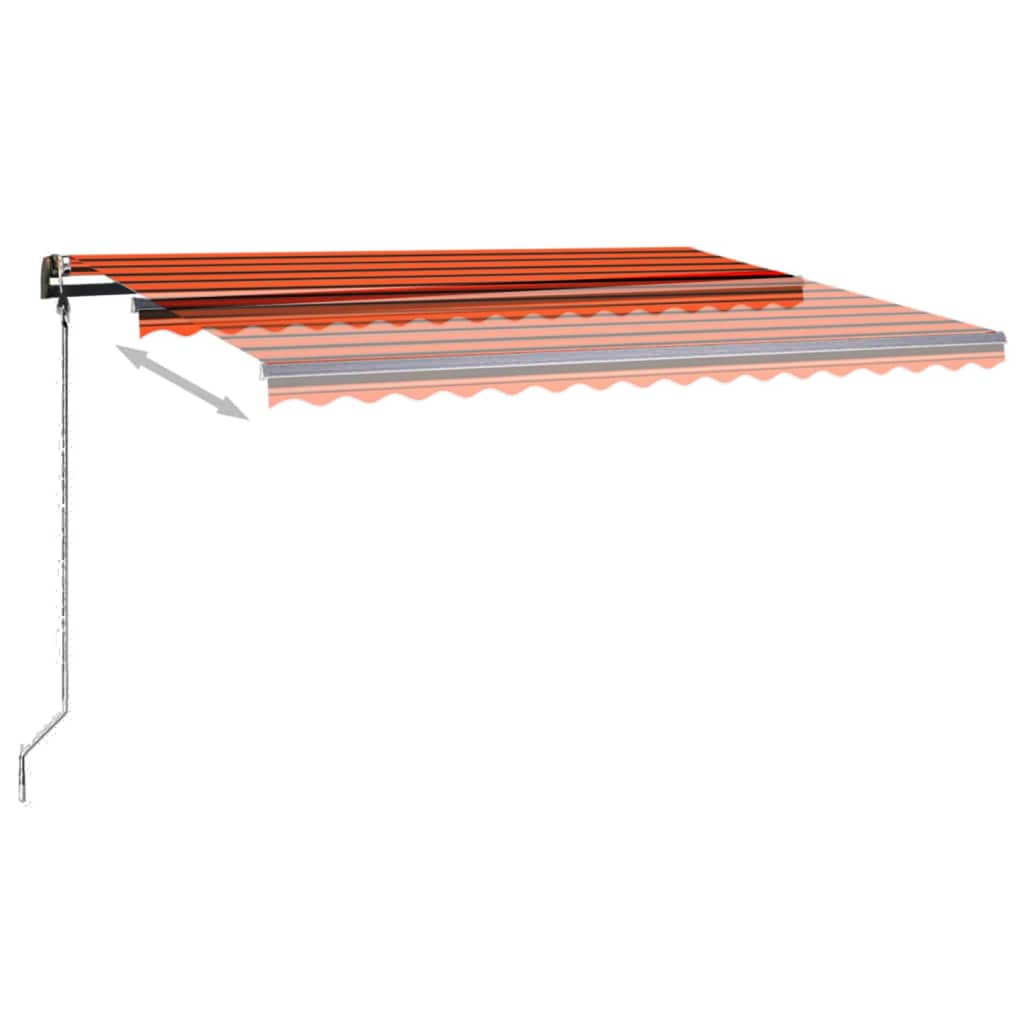 vidaXL Manuell uttrekkbar markise med LED 4x3,5 m oransje og brun