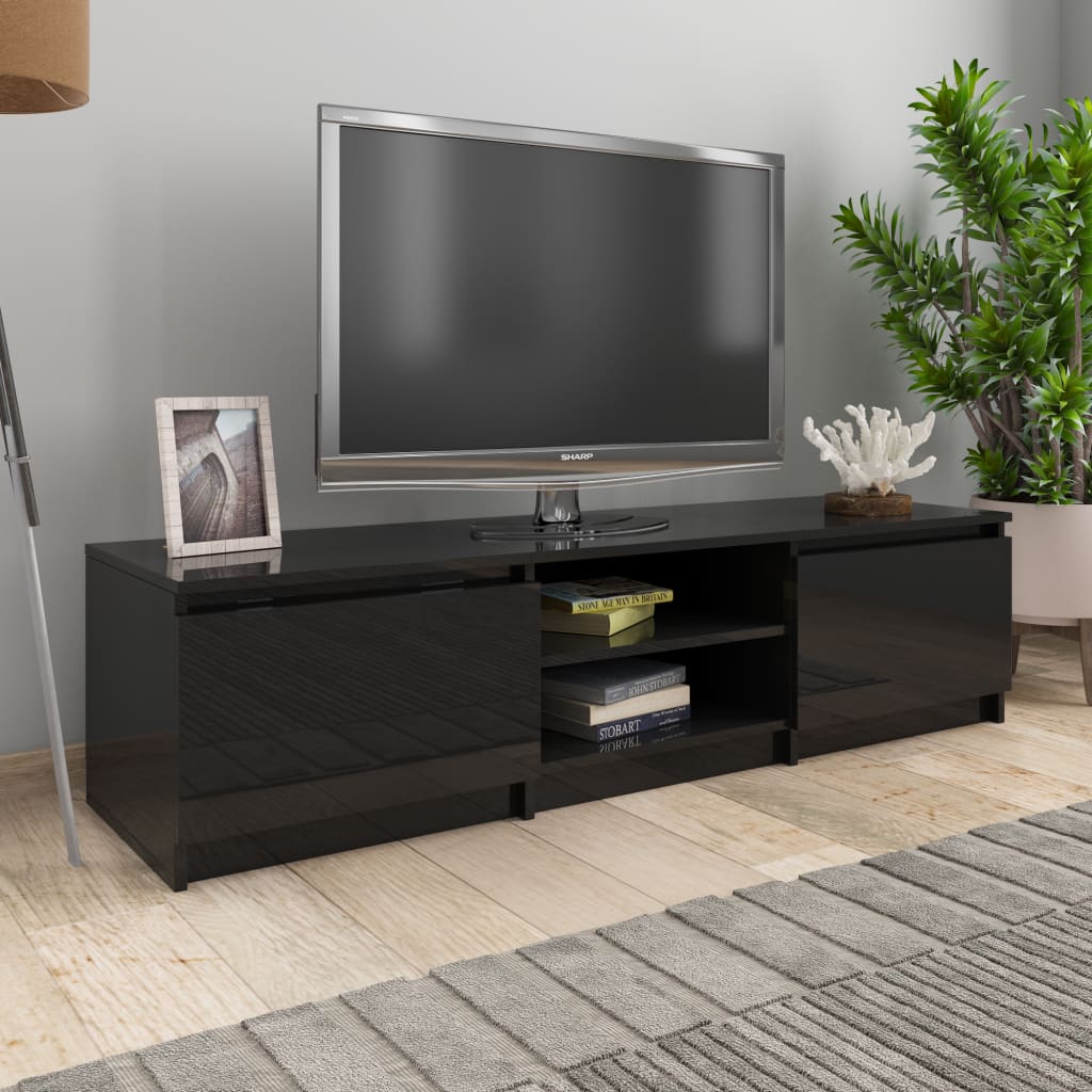 vidaXL TV-benk høyglans svart 140x40x35,5 cm sponplate