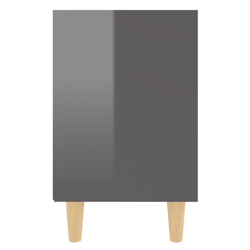 vidaXL Nattbord med ben i heltre 2 stk høyglans grå 40x30x50 cm