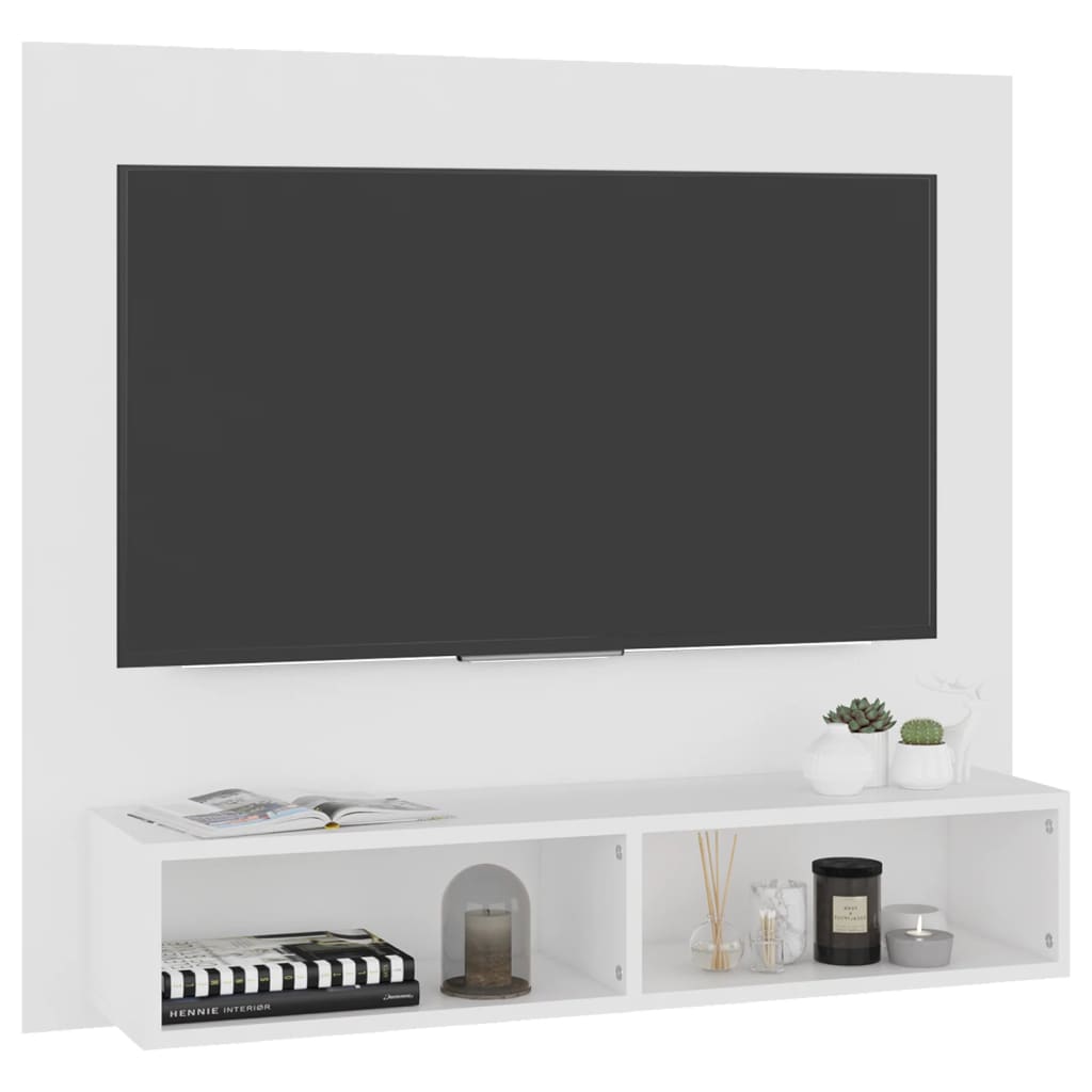 vidaXL Veggmontert TV-benk hvit 102x23,5x90 cm sponplate