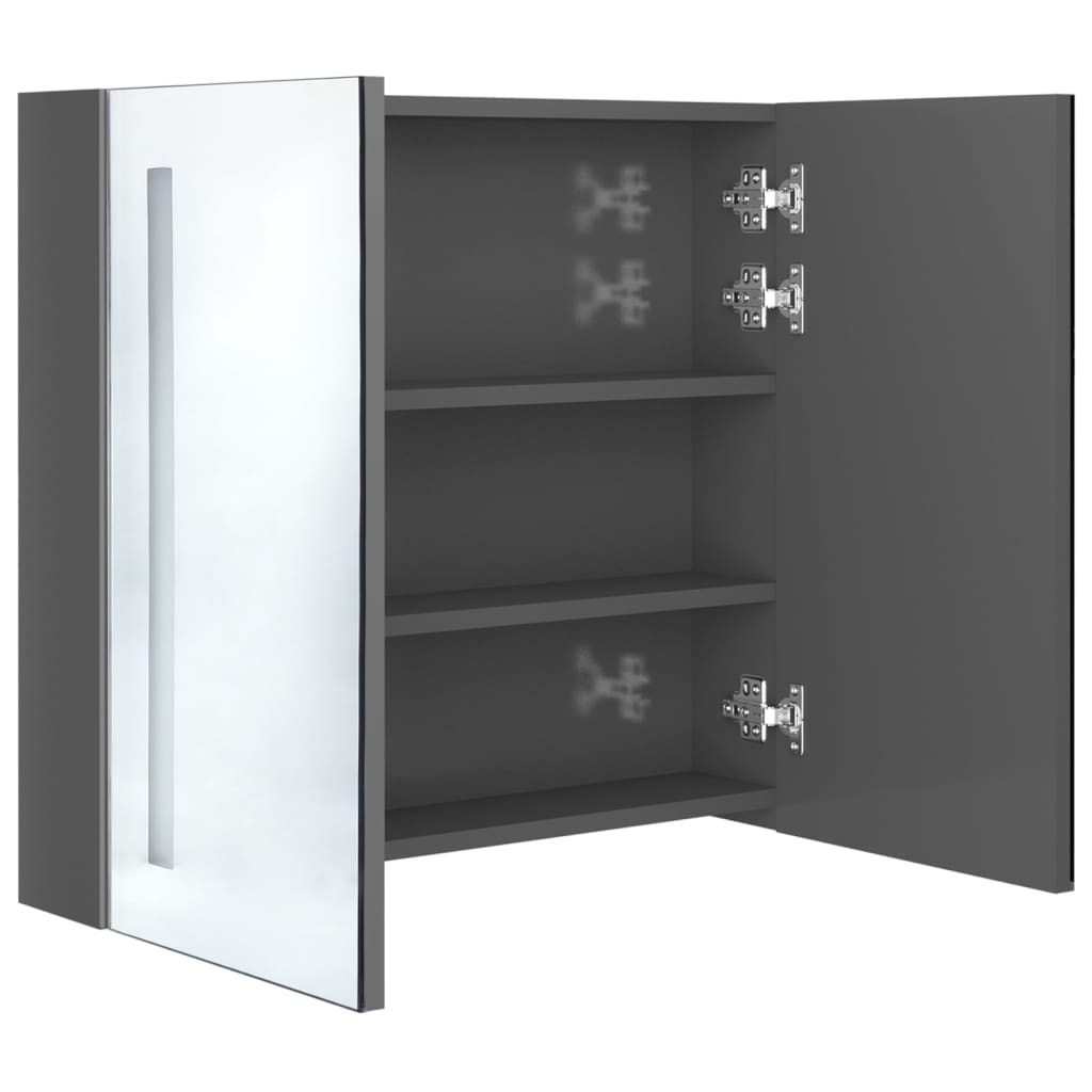 vidaXL LED-speilskap til bad blank grå 62x14x60 cm