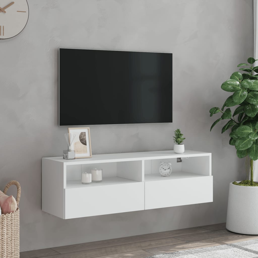 vidaXL Vegghengt TV-benk hvit 100x30x30 cm konstruert tre