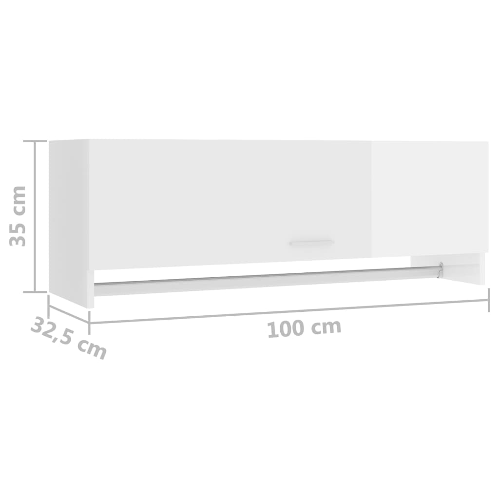 vidaXL Garderobe høyglans hvit 100x32,5x35 cm sponplate