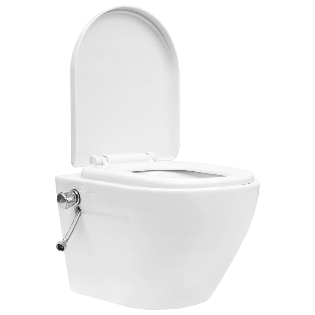 vidaXL Veggmontert toalett med skjult sisterne kantfri keramikk hvit