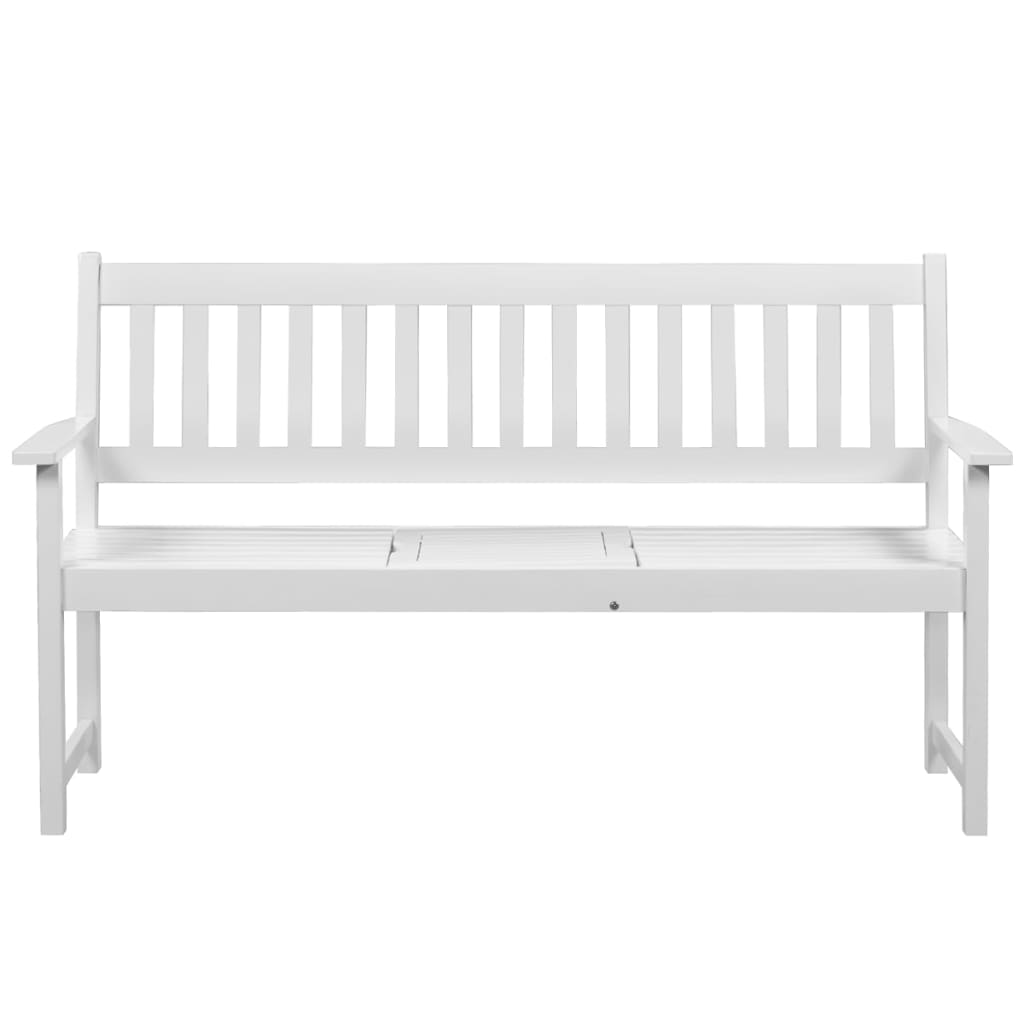 vidaXL Hagebenk med popup-bord 158 cm heltre akasie hvit