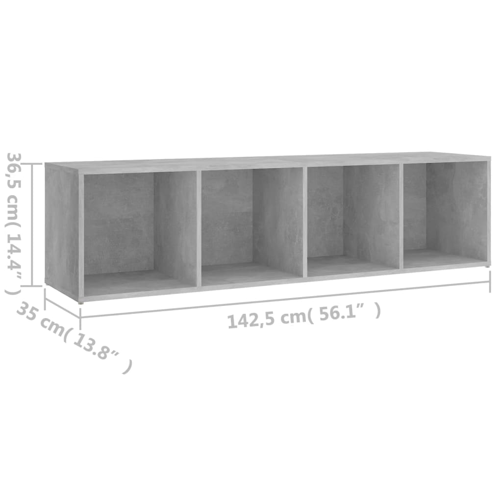 vidaXL TV-benk betonggrå 142,5x35x36,5 cm sponplate