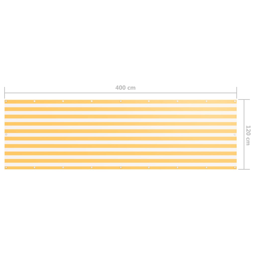 vidaXL Balkongskjerm hvit og gul 120x400 cm oxfordstoff