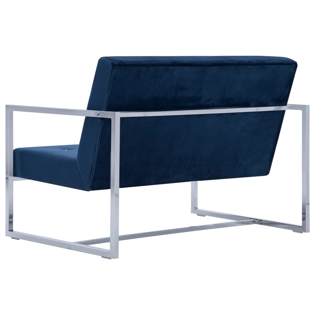 vidaXL 2-seters sofa med armlene blå krom og fløyel