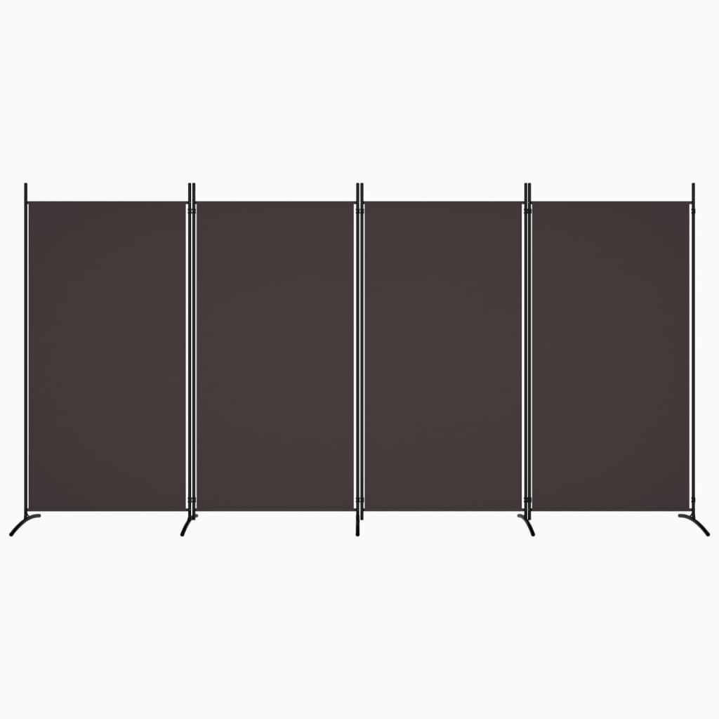 vidaXL Romdeler 4 paneler brun 346x180 cm stoff