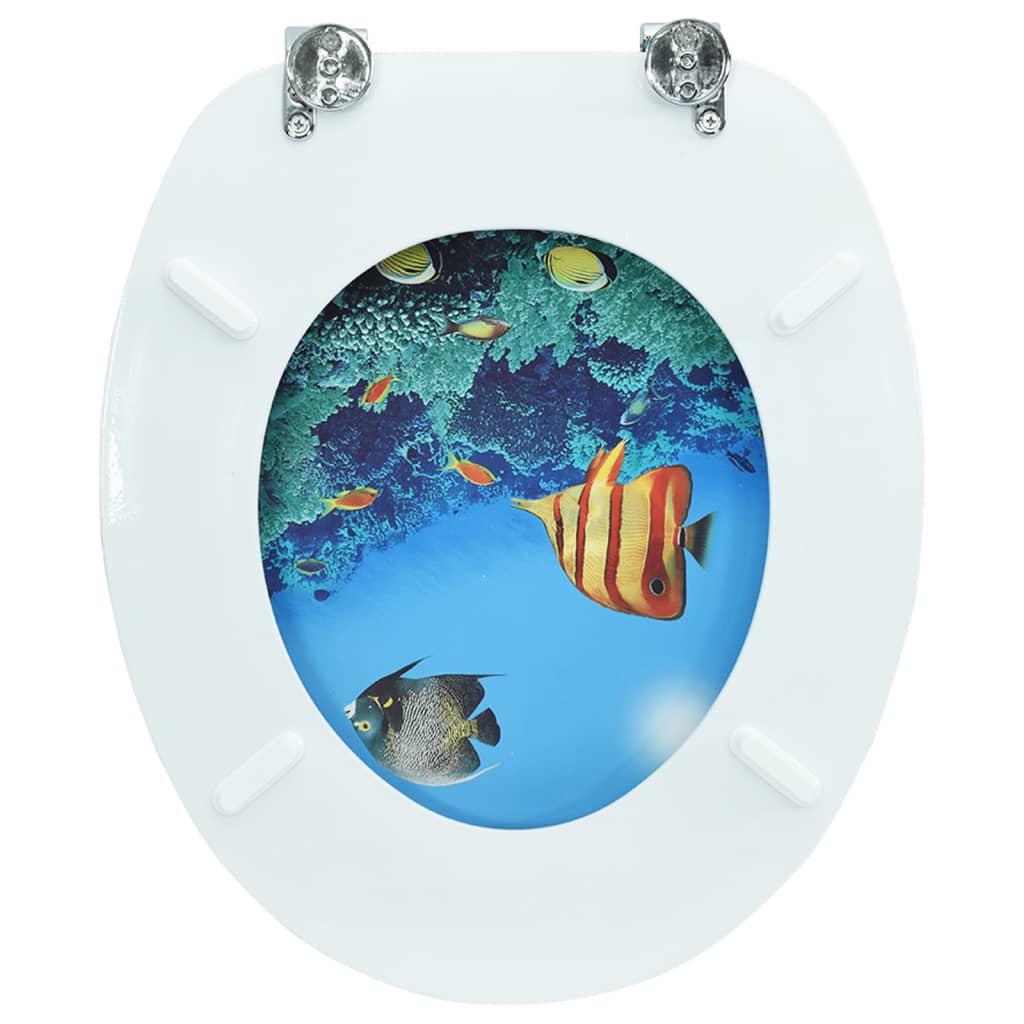 vidaXL WC Toalettsete med lokk MDF dyphavsdesign