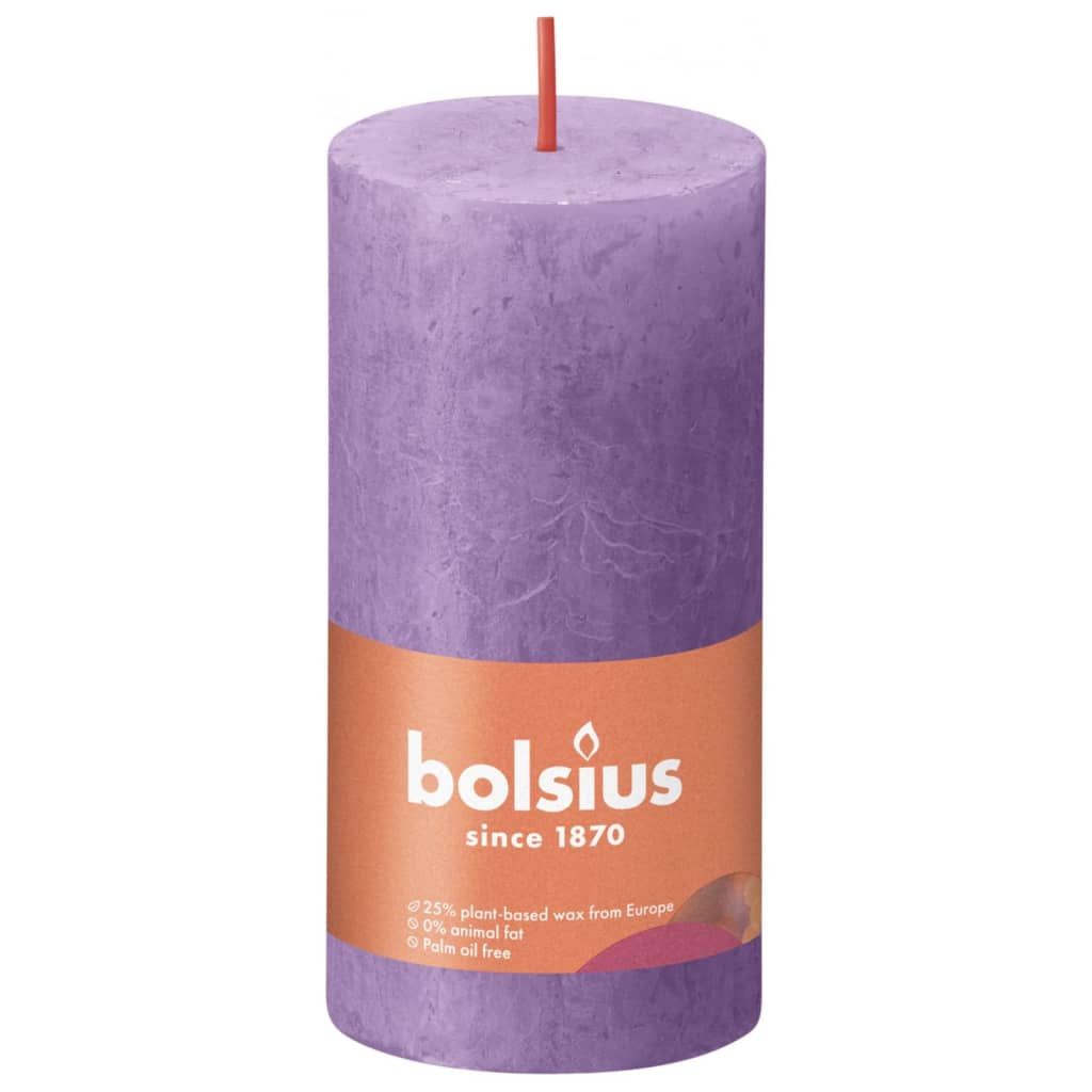 Bolsius Rustikke søylelys Shine 8 stk 100x50 mm livlig fiolett