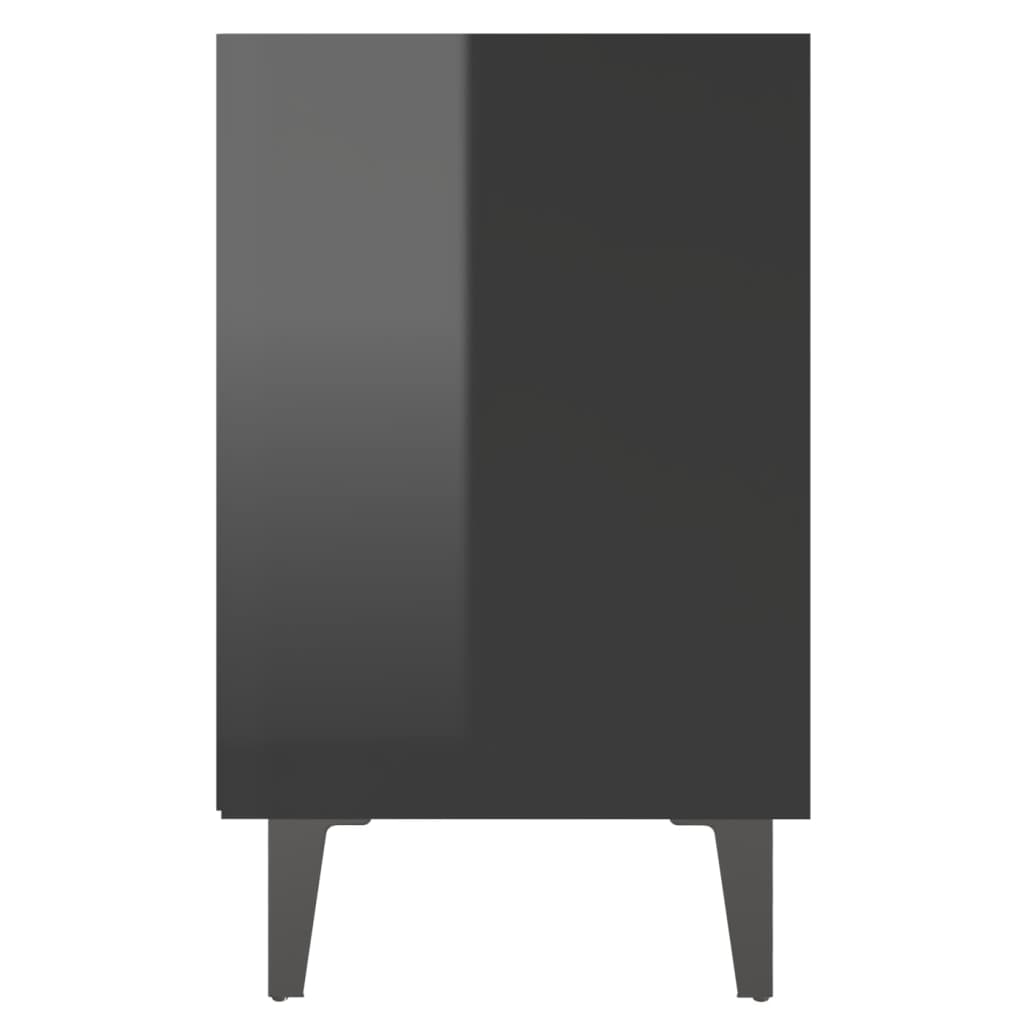 vidaXL Nattbord med metallben 2 stk høyglans svart 40x30x50 cm