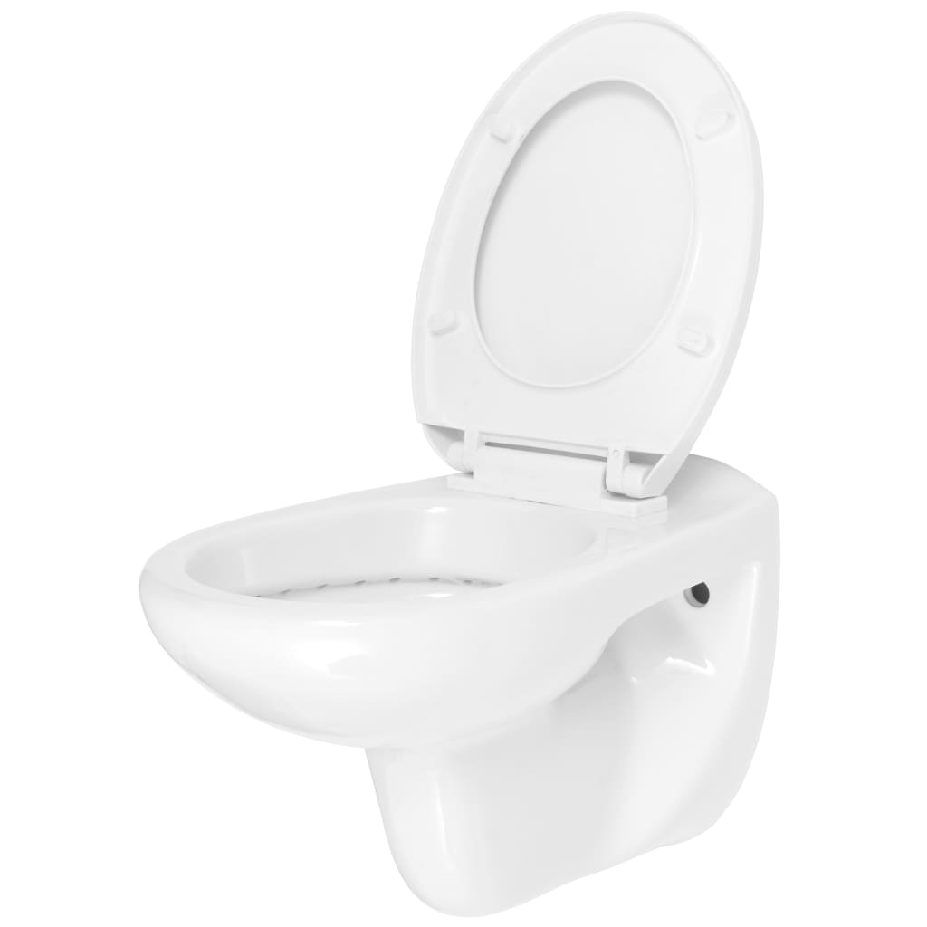 vidaXL Vegghengt toalett hvit keramikk