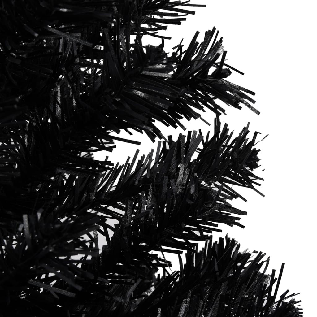 vidaXL Forhåndsbelyst kunstig juletre med stativ svart 240 cm PVC