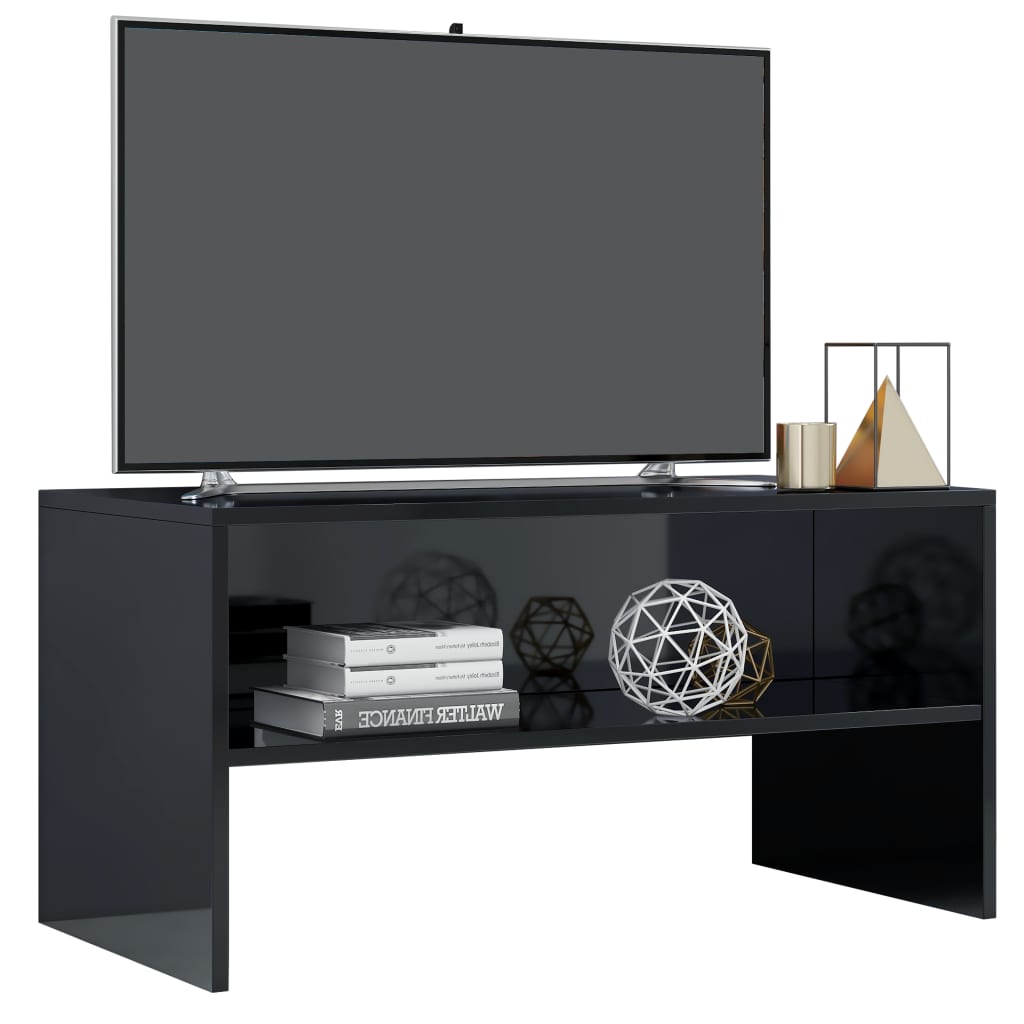 vidaXL TV-benk høyglans svart 80x40x40 cm sponplate