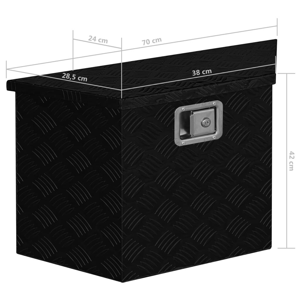 vidaXL Aluminiumskasse 70x24x42 cm trapesformet svart