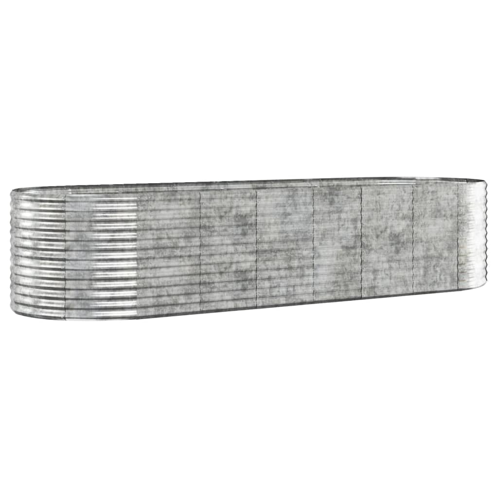 vidaXL Høybed pulverlakkert stål 322x100x68 cm sølv