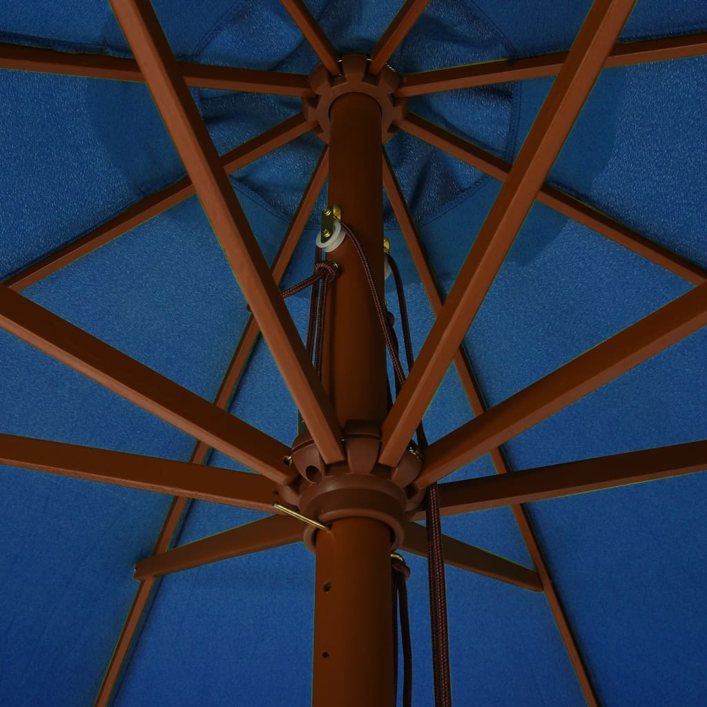vidaXL Parasoll med trestang 330 cm asurblå