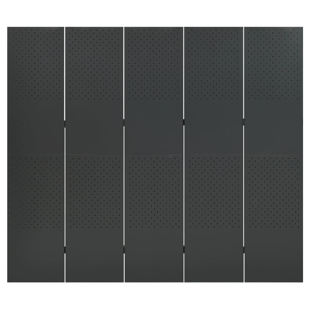 vidaXL Romdeler 5 paneler antrasitt 200x180 cm stål