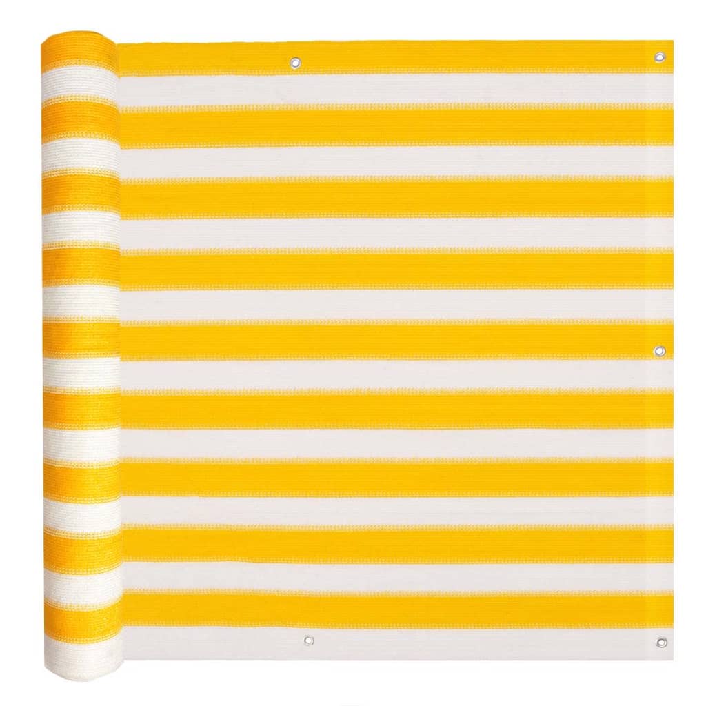 vidaXL Balkongskjerm HDPE 75x600 cm gul og hvit